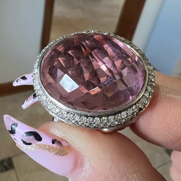 David yurman pink stone and diamonds ring - Picture 3 of 15